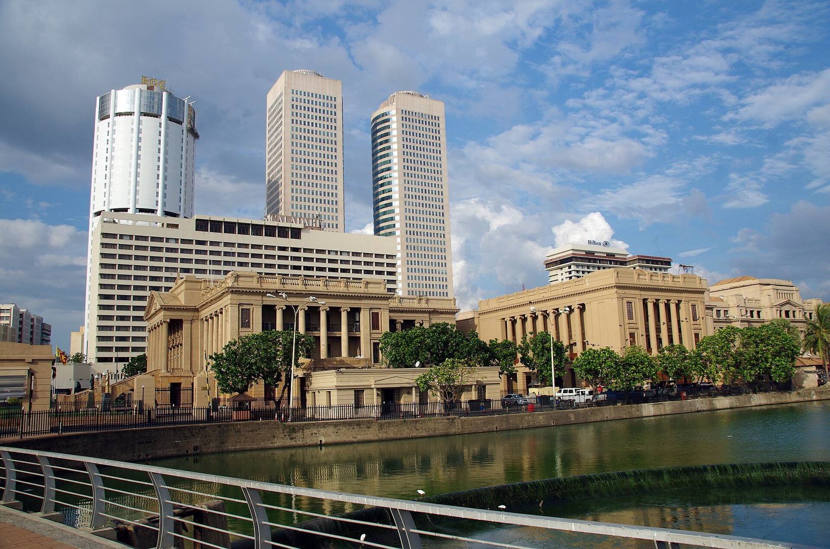 Colombo skyline with the Old Parliament Building beside Beira Lake