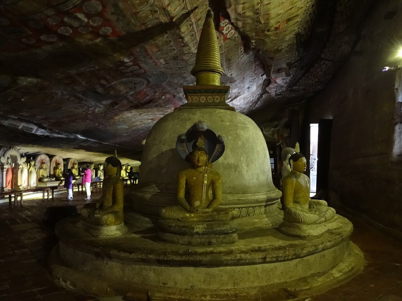 A stupa inside one of the Dambulla cave temple's rock caves