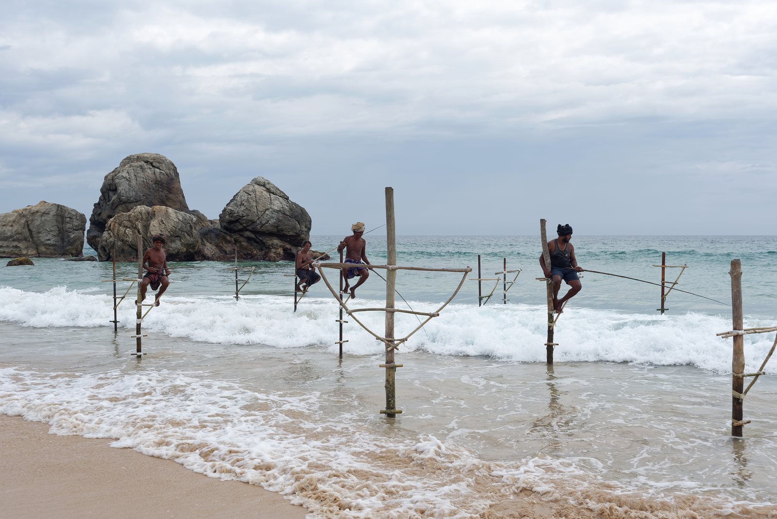 Traditional stilt fisherman near Galle, southern Sri Lanka