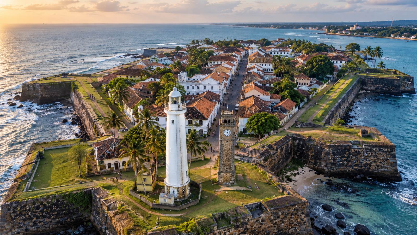 Galle Fort and its lighthouse seen from above