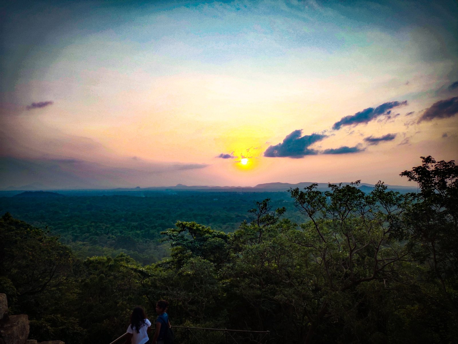 Sunset view over Sigiriya Rock seen from Pidurangala, Sri Lanka