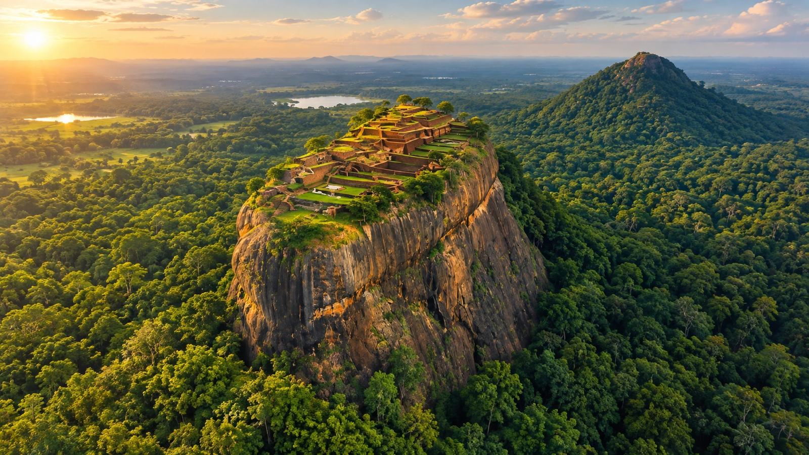 Sigiriya Lion Rock Fortress rising above the jungle plains